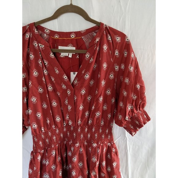 NWT Anthropologie Felipa Maxi Dress M Smocked Red - Picture 4 of 12